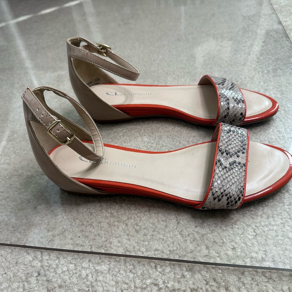 CL BY LAUNDRY ORANGE TAN SNAKESKIN 7 1/2